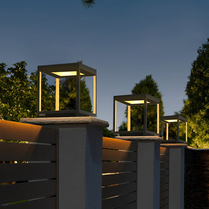 Square Hollow Frame Waterproof LED Courtyard Post Cap Light