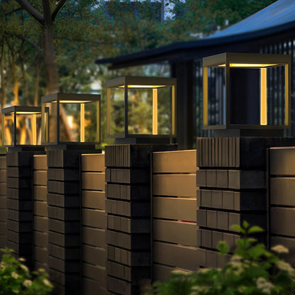 Square Hollow Frame Waterproof LED Courtyard Post Cap Light