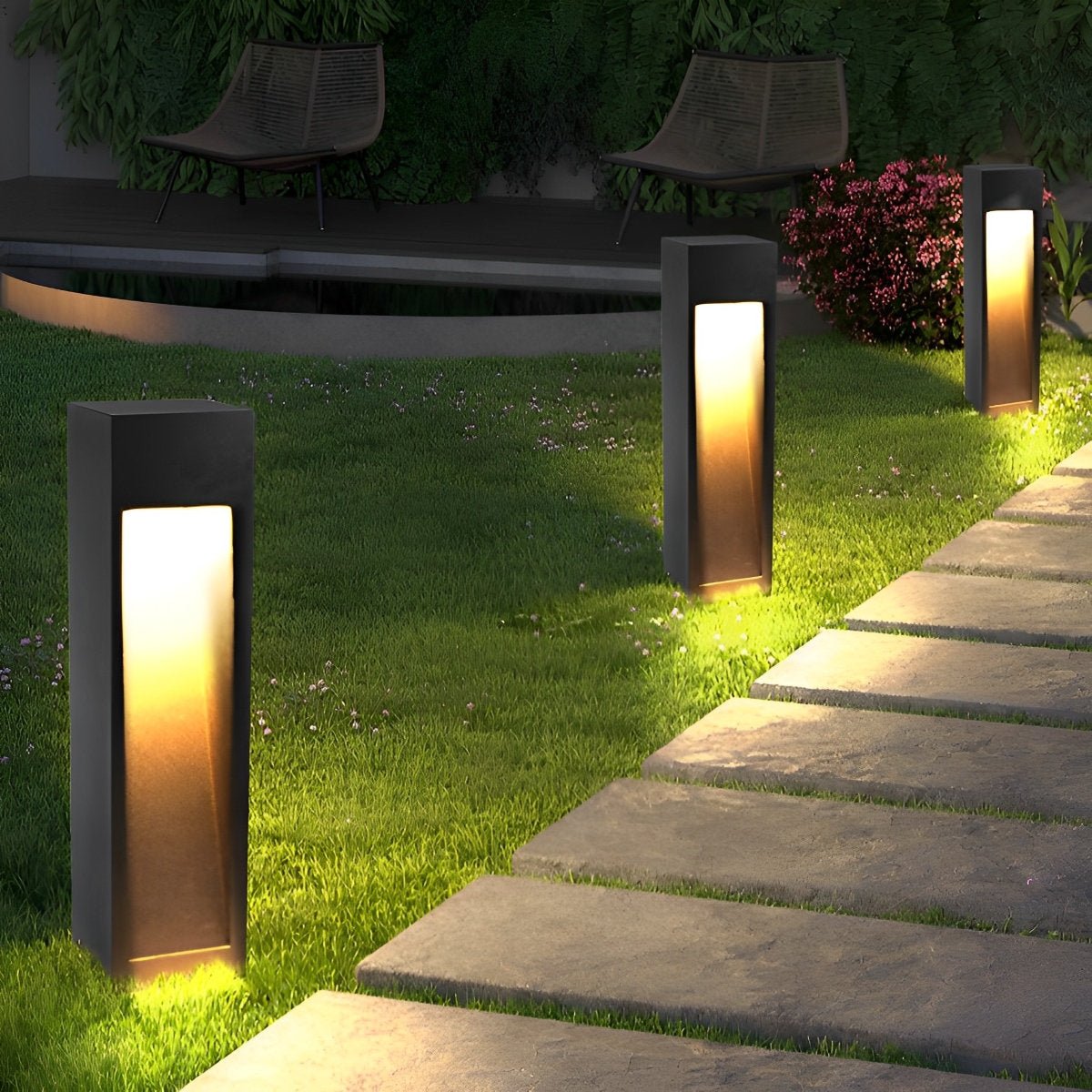 Outdoor Square LED Waterproof Black Pathway Walkway Lights