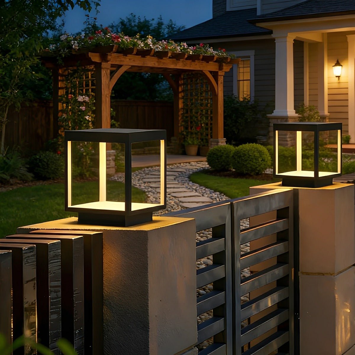 Stainless Steel Waterproof Square Hollow LED Outdoor Post Lights