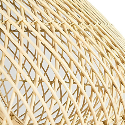 Teardrop-shaped Handmade Rattan Pendant Light – Boho Woven Hanging Lamp