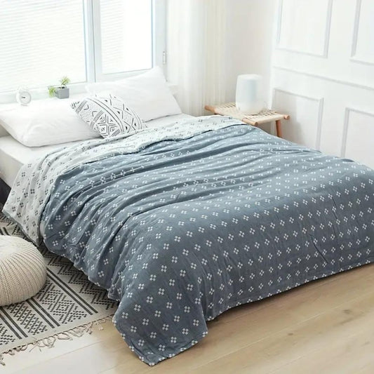 Fluffy Cotton Throw, Geometric Pattern