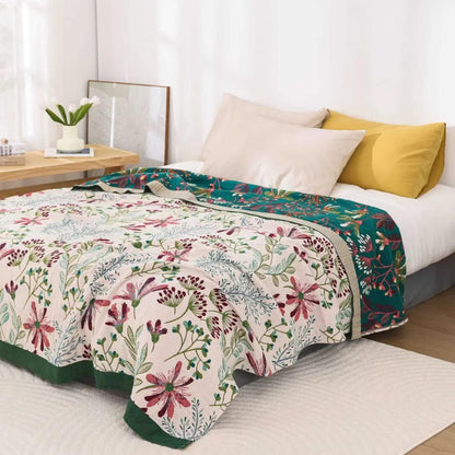 Fluffy Cotton Floral Throw Blanket