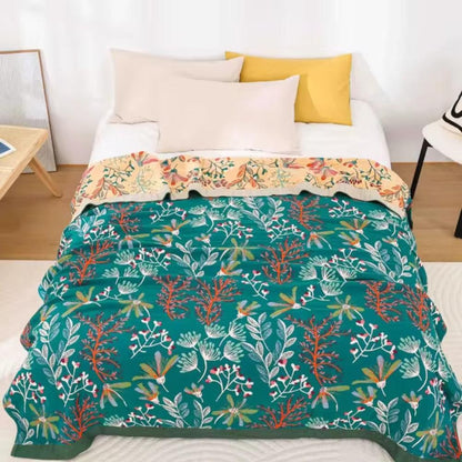 Fluffy Cotton Floral Throw Blanket