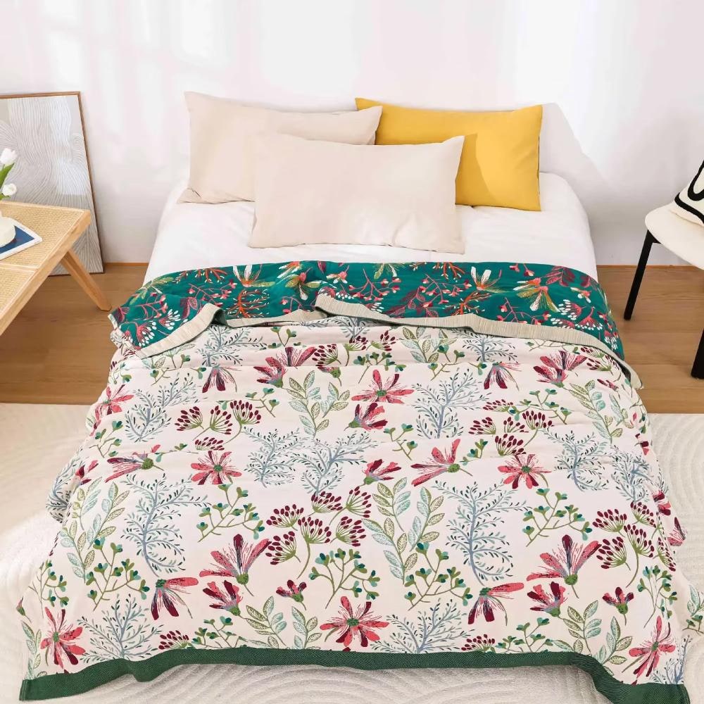Fluffy Cotton Floral Throw Blanket