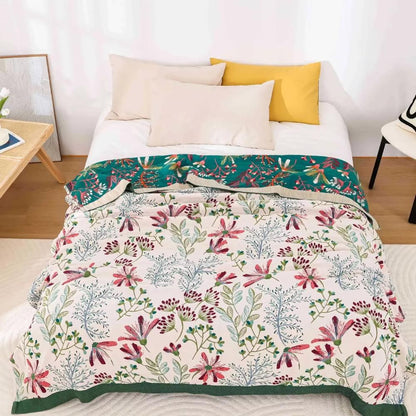 Fluffy Cotton Floral Throw Blanket