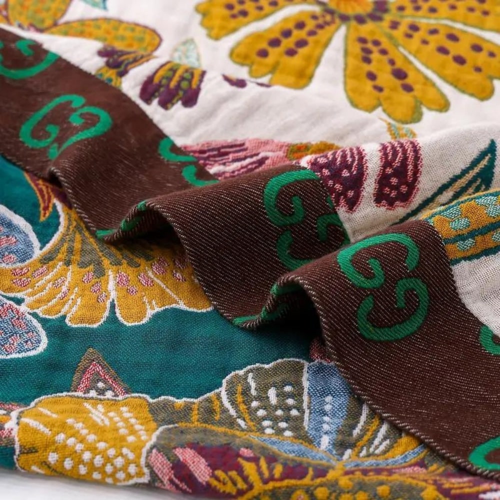 Reversible Floral Cotton Throw Blanket