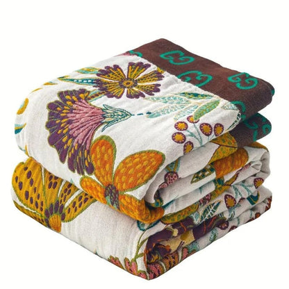 Reversible Floral Cotton Throw Blanket