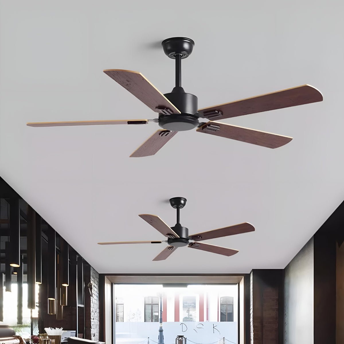 Vintage Wood Grain 3-Speed Frequency Ceiling Fan 5 Blades