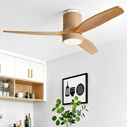 Vintage Coastal Wood Hemprope Reverse Ceiling Fan-with Light
