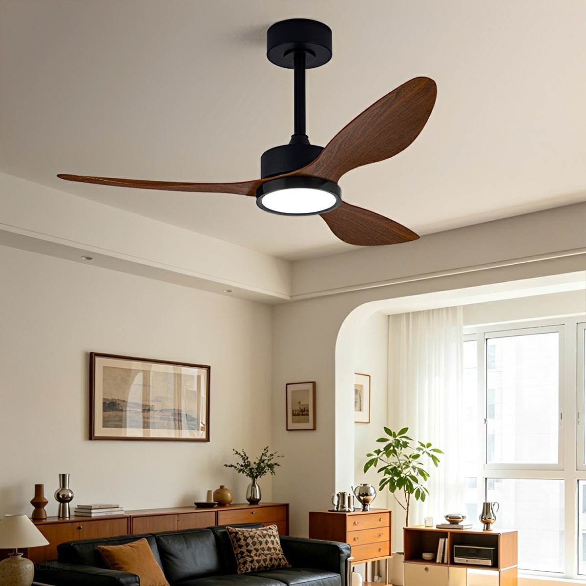 Vintage DC Motor Ceiling Fan with Light Full-Spectrum LED