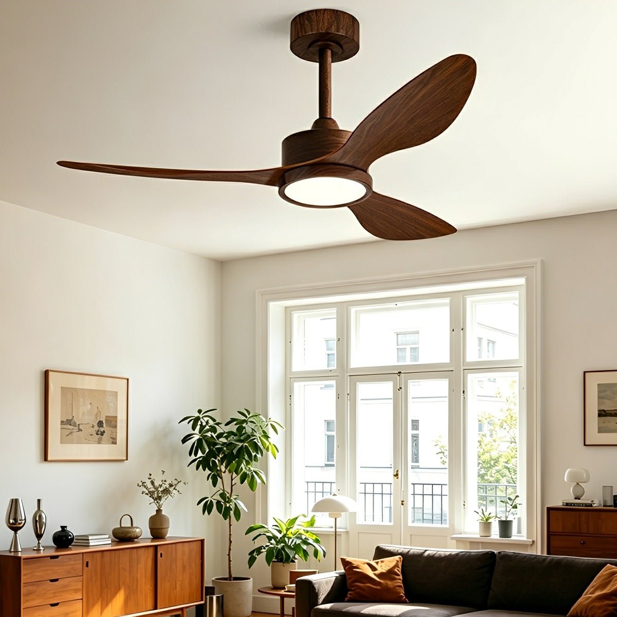 Vintage DC Motor Ceiling Fan with Light Full-Spectrum LED