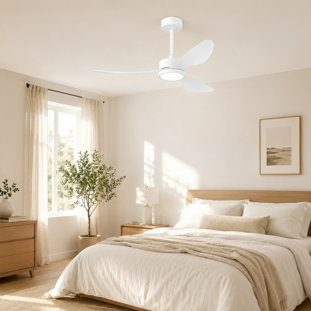 Vintage DC Motor Ceiling Fan with Light Full-Spectrum LED