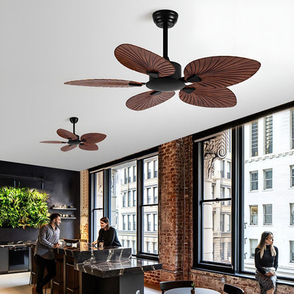Vintage Imitation Palm Leaf DC Motor 6-speed Reverse Frequency Ceiling Fan