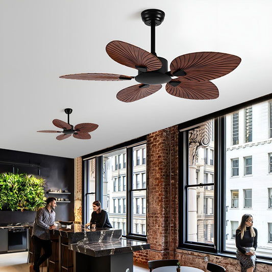 Vintage Imitation Palm Leaf DC Motor 6-speed Reverse Frequency Ceiling Fan