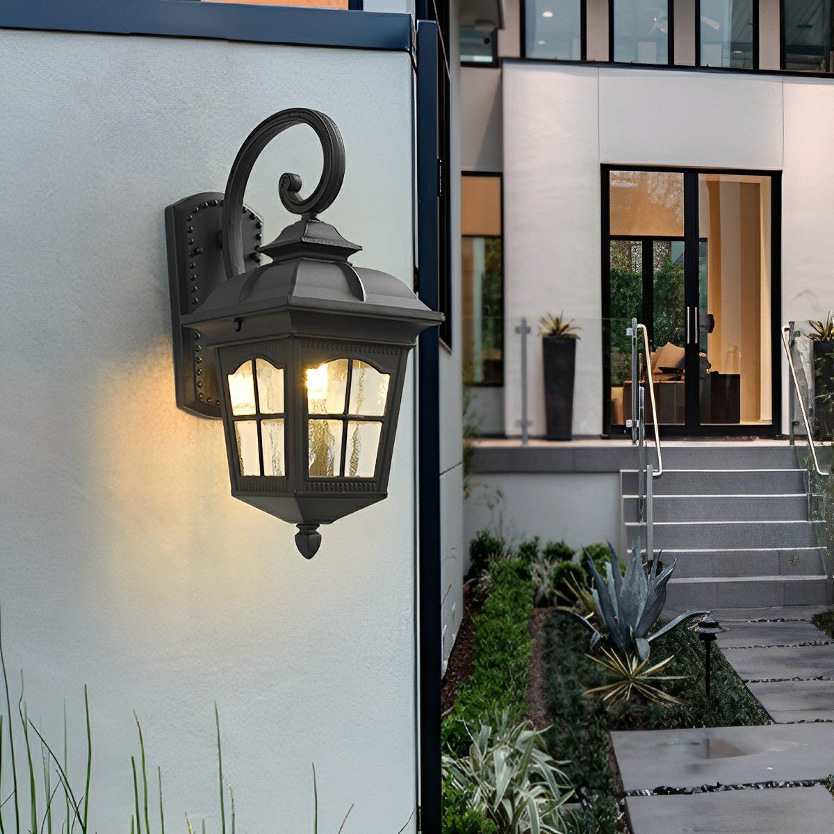 Vintage Rustic Cross Waterproof Outdoor LED Lantern Porch Wall Lights