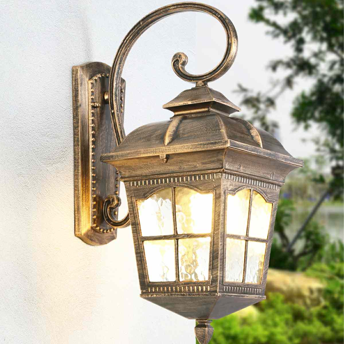 Vintage Rustic Cross Waterproof Outdoor LED Lantern Porch Wall Lights