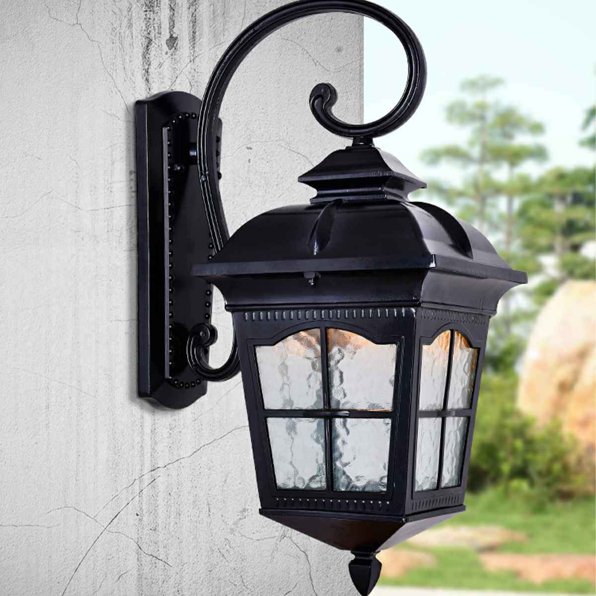 Vintage Rustic Cross Waterproof Outdoor LED Lantern Porch Wall Lights