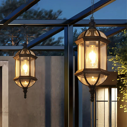 Vintage Rustic Cylinder Waterproof Outdoor LED Lantern Pendant Lights