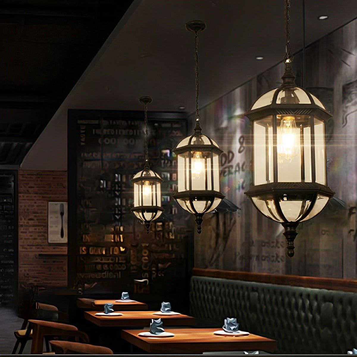 Vintage Rustic Cylinder Waterproof Outdoor LED Lantern Pendant Lights
