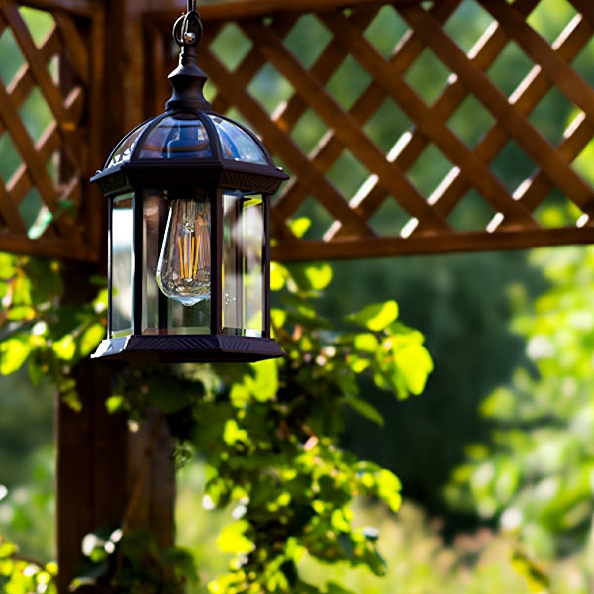 Vintage Rustic Gazebo Waterproof Outdoor LED Lantern Pendant Lights