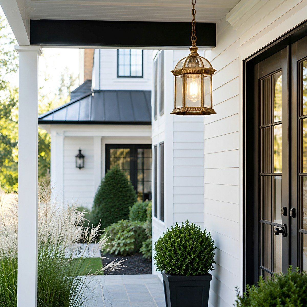 Vintage Rustic Gazebo Waterproof Outdoor LED Lantern Pendant Lights