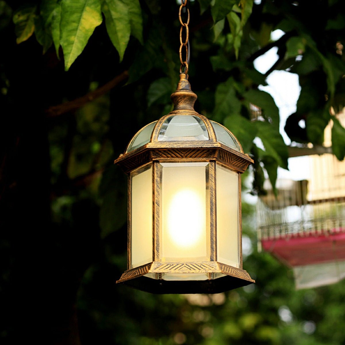 Vintage Rustic Gazebo Waterproof Outdoor LED Lantern Pendant Lights