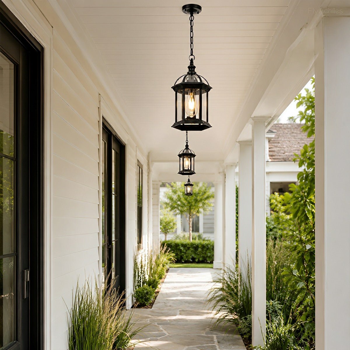 Vintage Rustic Gazebo Waterproof Outdoor LED Lantern Pendant Lights