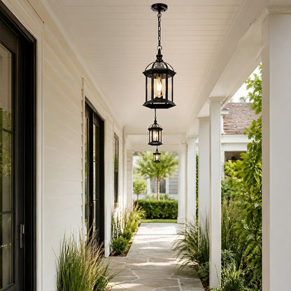 Vintage Rustic Gazebo Waterproof Outdoor LED Lantern Pendant Lights