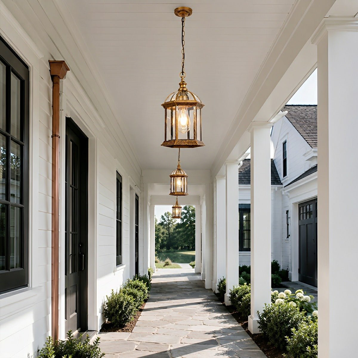 Vintage Rustic Gazebo Waterproof Outdoor LED Lantern Pendant Lights