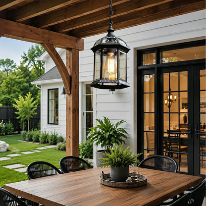 Vintage Rustic Gazebo Waterproof Outdoor LED Lantern Pendant Lights