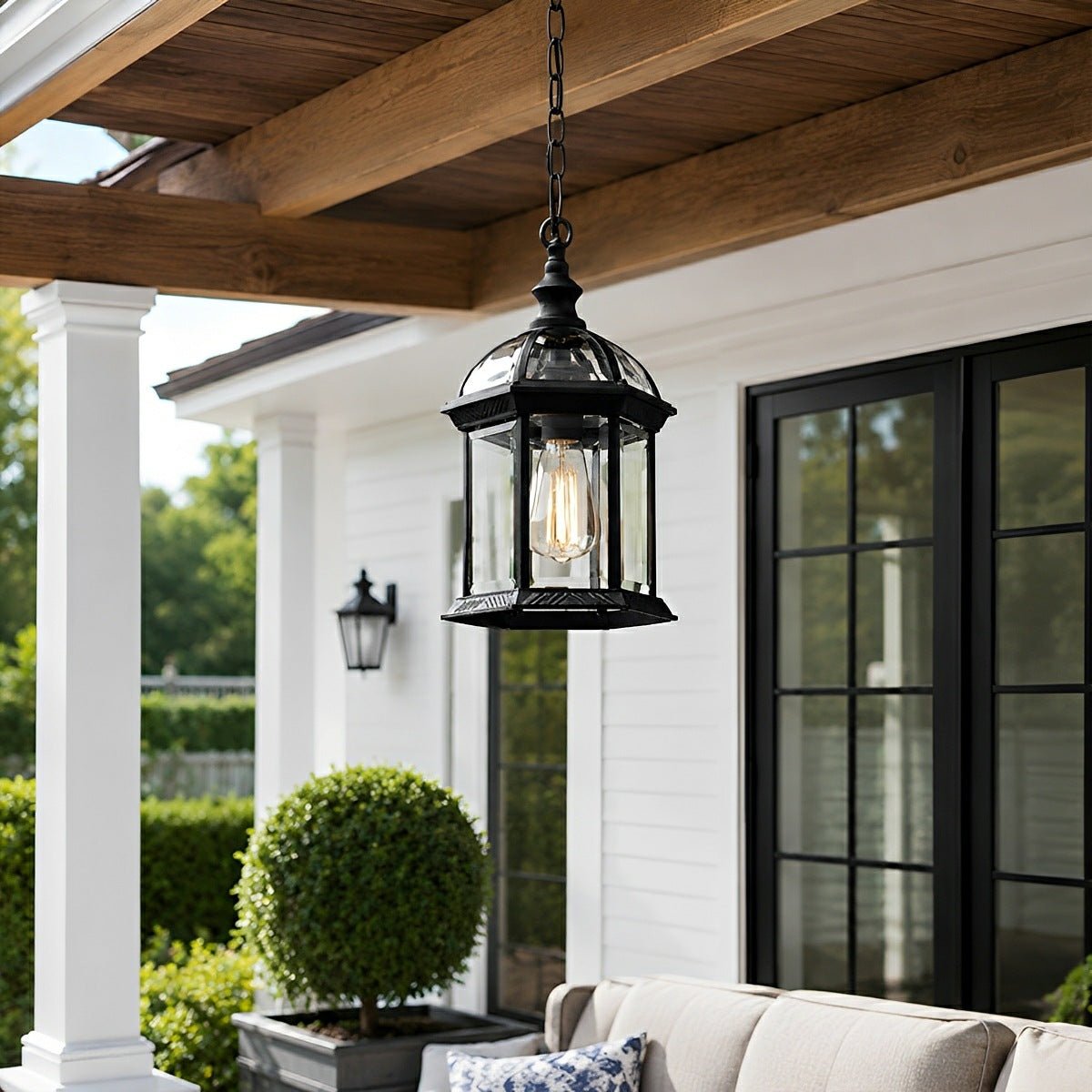 Vintage Rustic Gazebo Waterproof Outdoor LED Lantern Pendant Lights