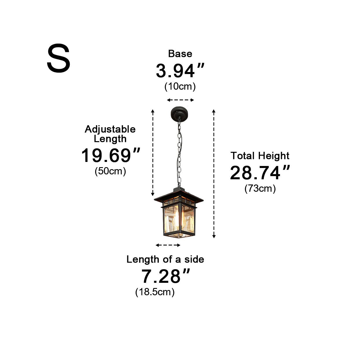 Vintage Rustic Square Waterproof Outdoor LED Lantern Pendant Lights