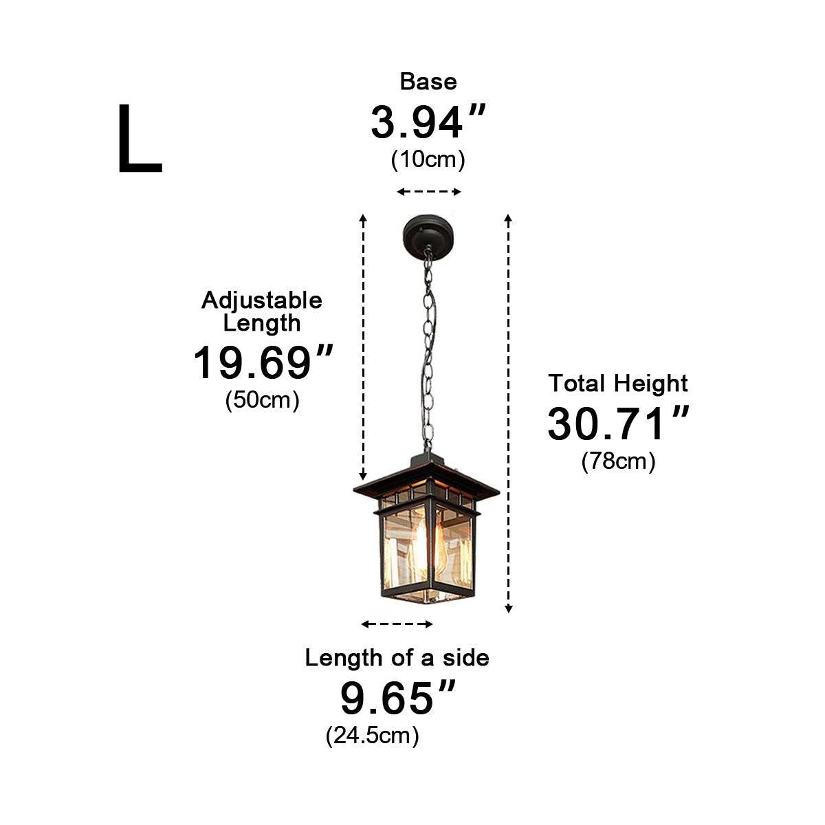 Vintage Rustic Square Waterproof Outdoor LED Lantern Pendant Lights