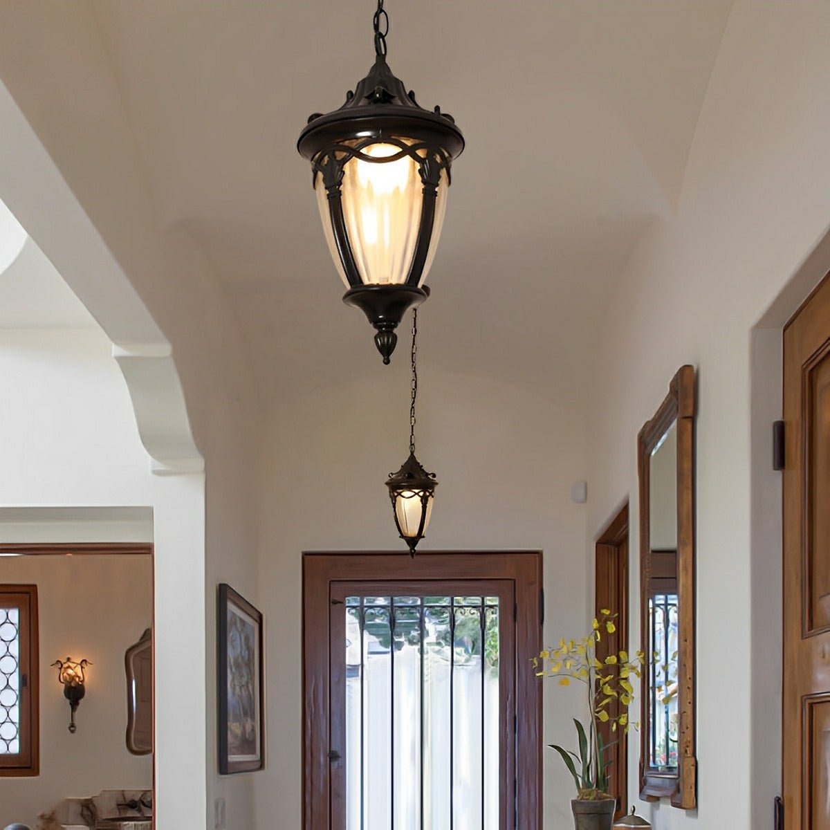 Vintage Rustic Waterproof Outdoor LED Lantern Pendant Lights