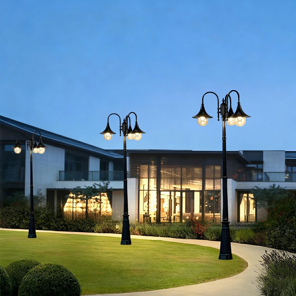 Vintage Waterproof Flared LED Outdoor Pathway Pole Lights