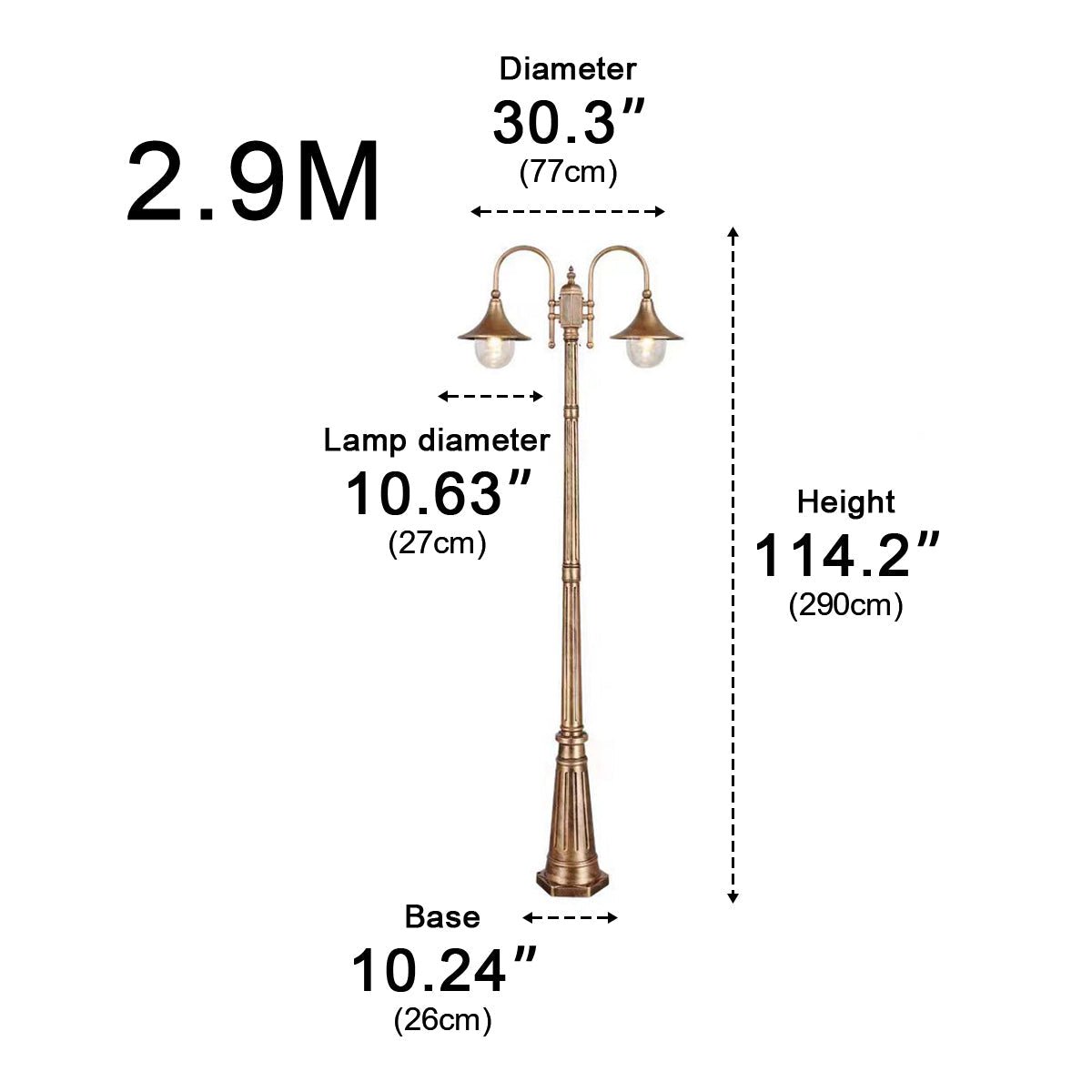 Vintage Waterproof Flared LED Outdoor Pathway Pole Lights