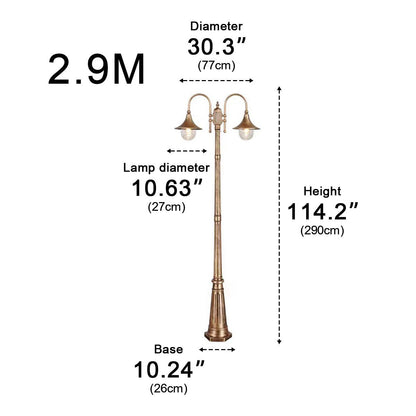 Vintage Waterproof Flared LED Outdoor Pathway Pole Lights