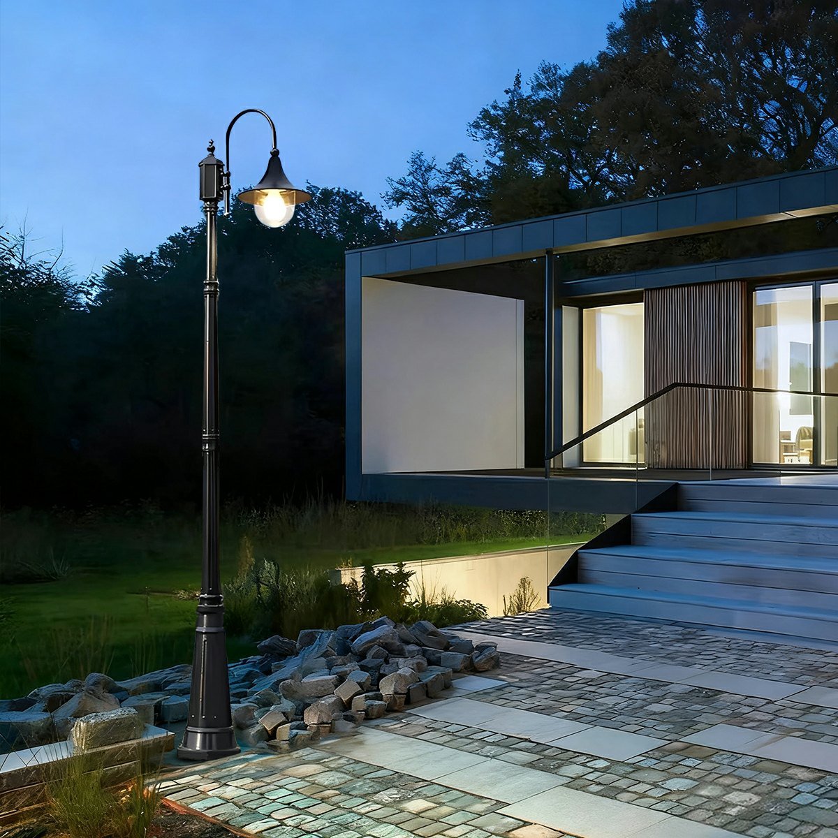 Vintage Waterproof Flared LED Outdoor Pathway Pole Lights