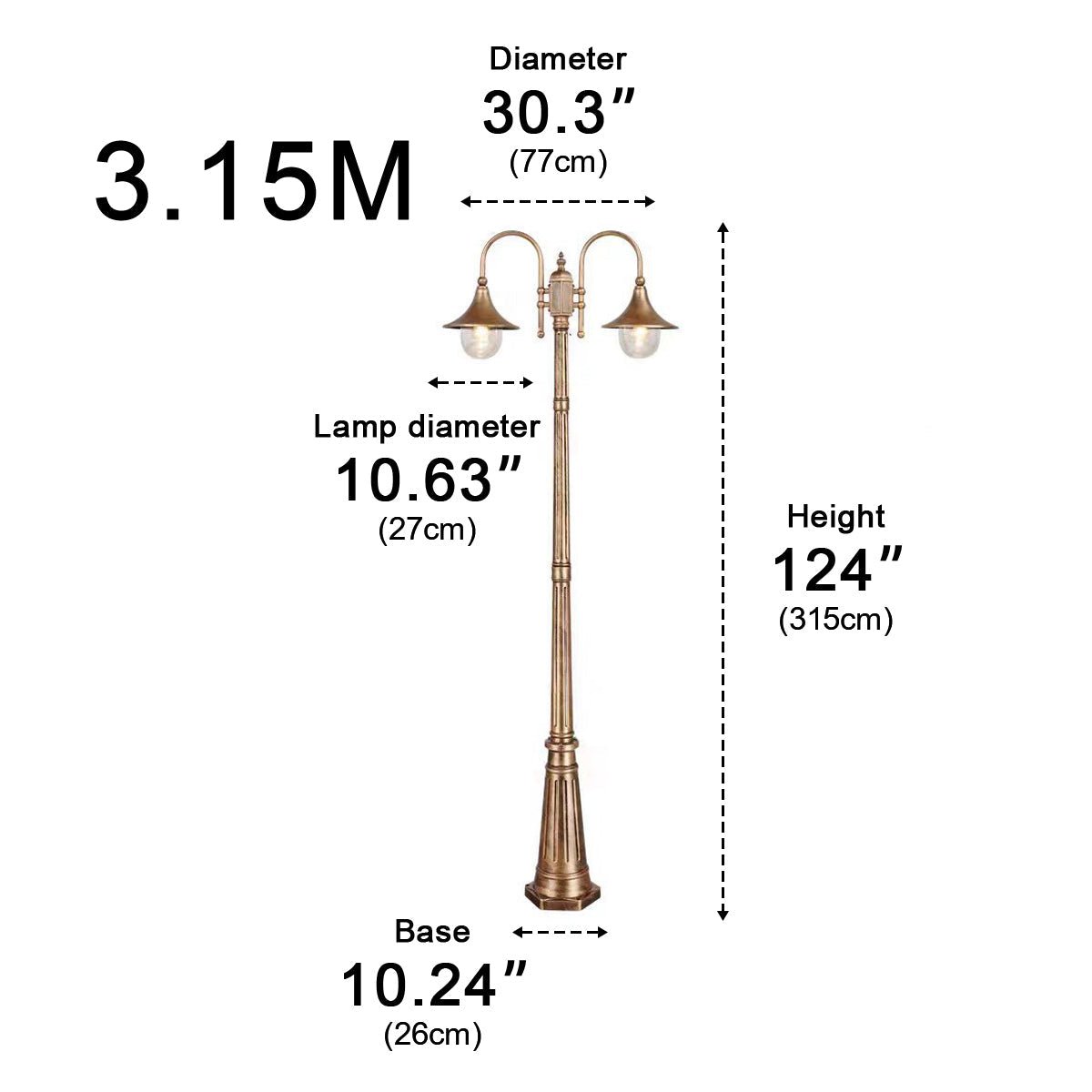 Vintage Waterproof Flared LED Outdoor Pathway Pole Lights