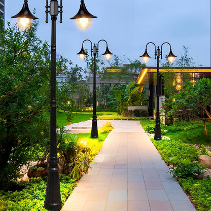 Vintage Waterproof Flared LED Outdoor Pathway Pole Lights