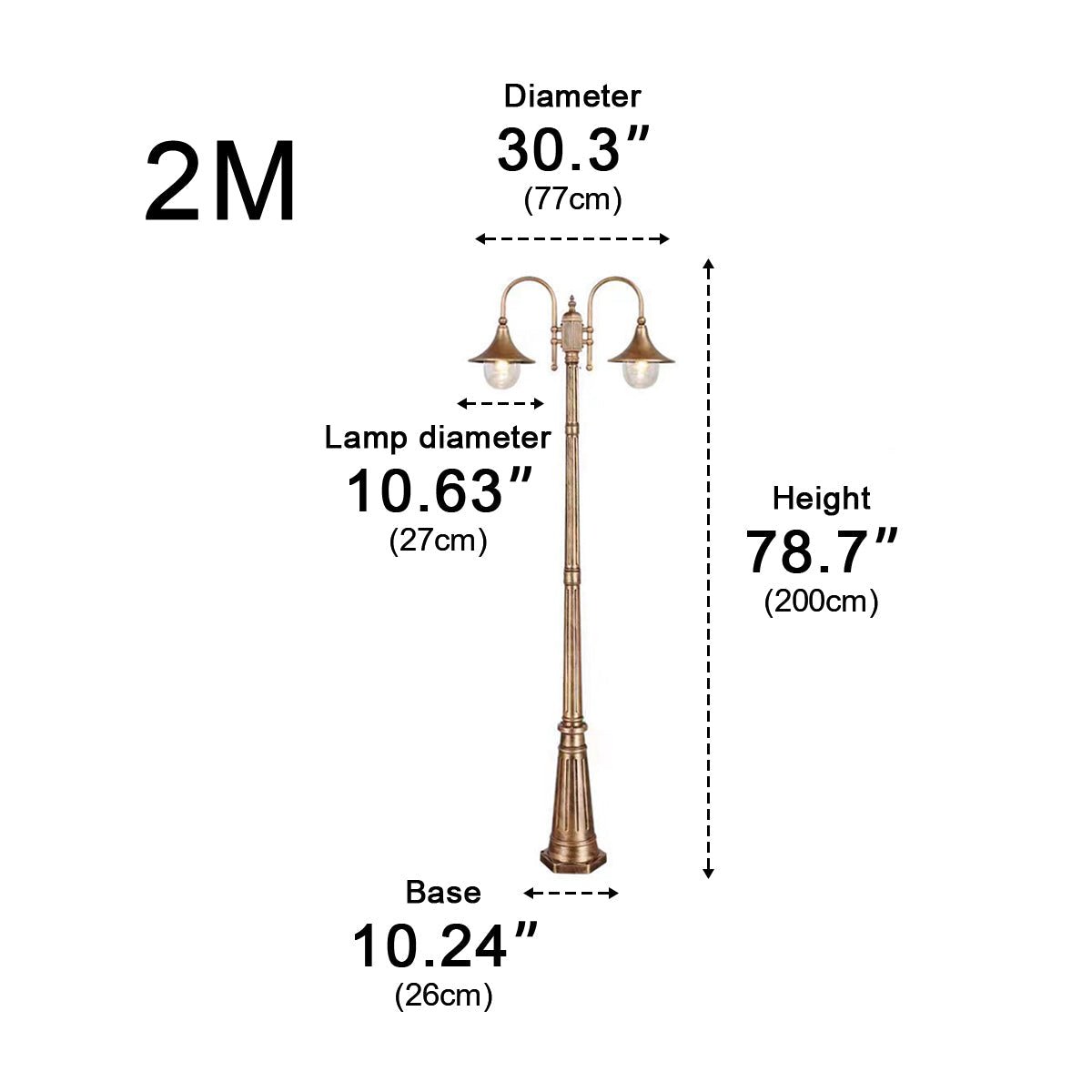 Vintage Waterproof Flared LED Outdoor Pathway Pole Lights
