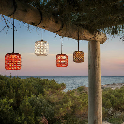 Vintage Waterproof Rattan LED Outdoor Ceiling Lights Lanterns