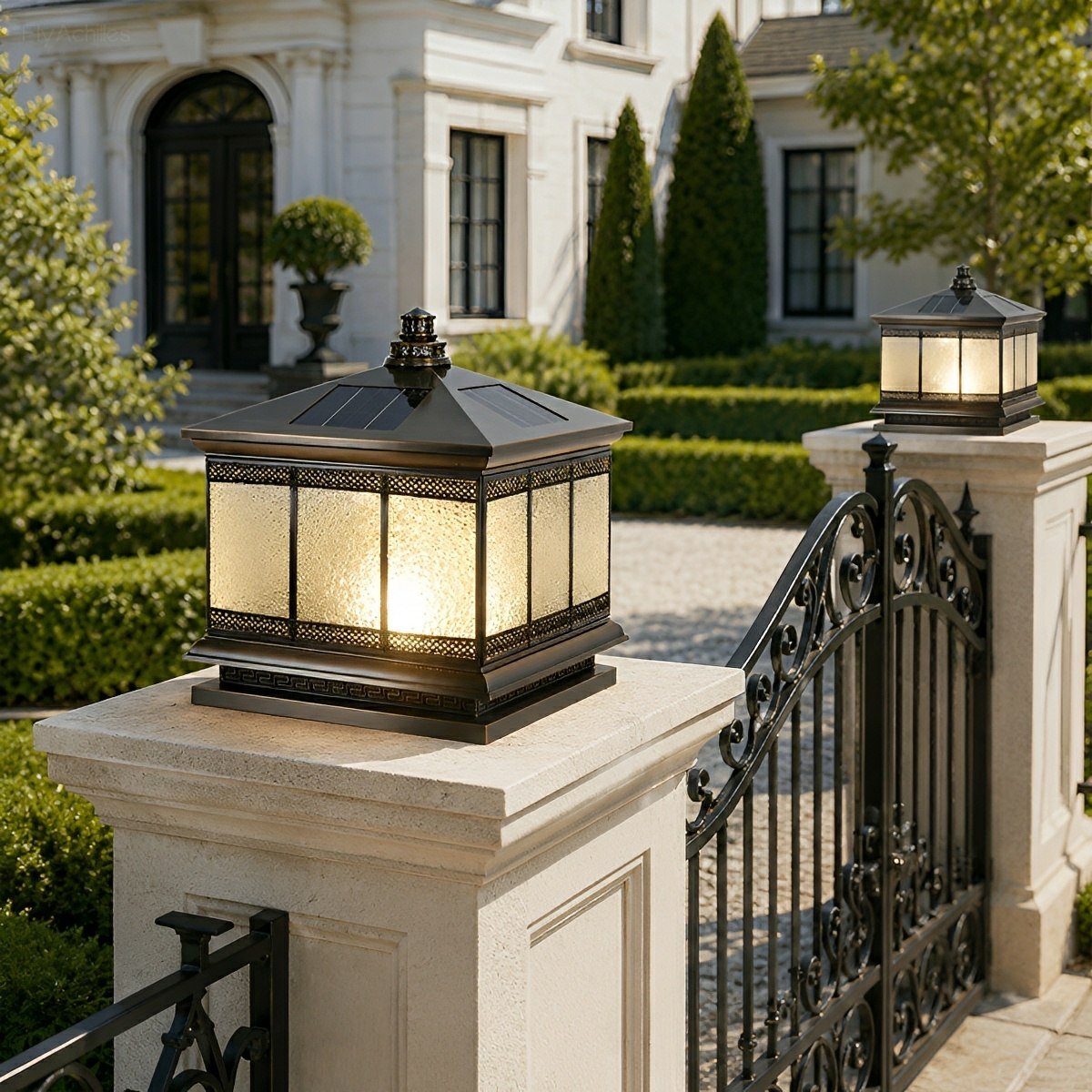 Vintage Waterproof Tower Shape Fence Outdoor Post Caps Lights
