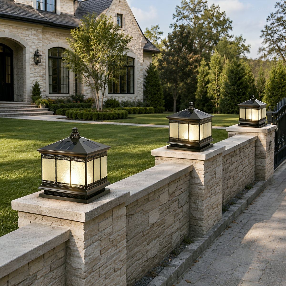 Vintage Waterproof Tower Shape Fence Outdoor Post Caps Lights