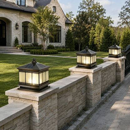 Vintage Waterproof Tower Shape Fence Outdoor Post Caps Lights