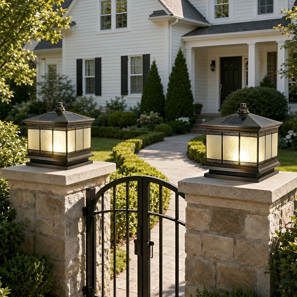 Vintage Waterproof Tower Shape Fence Outdoor Post Caps Lights
