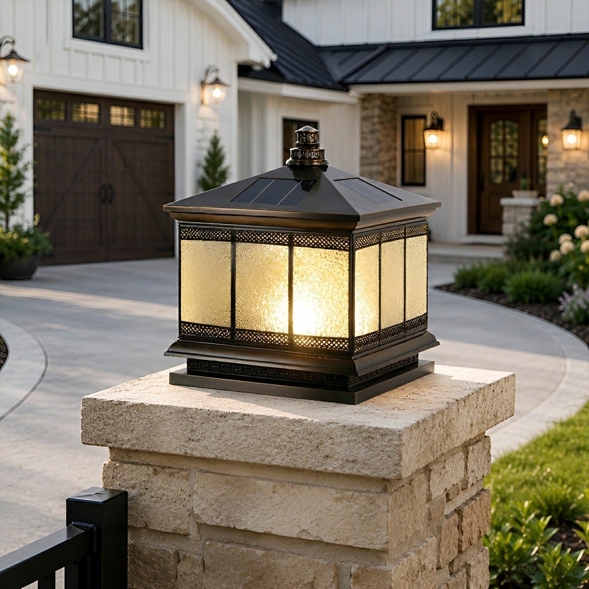 Vintage Waterproof Tower Shape Fence Outdoor Post Caps Lights