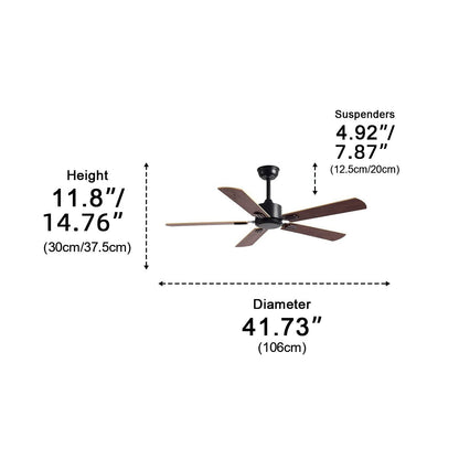 Vintage Wood Grain DC Motor 6-speed Reverse Frequency Ceiling Fan 5 Blades