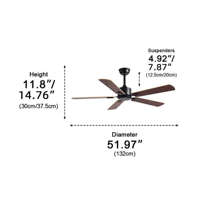 Vintage Wood Grain DC Motor 6-speed Reverse Frequency Ceiling Fan 5 Blades